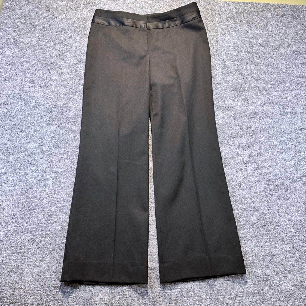 Talbots Heritage Dress Pants Womens 8P Black Wool Blend Wide Leg Career Classic‎